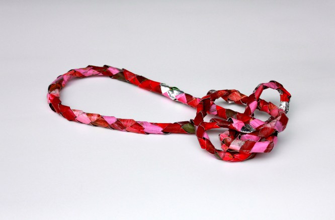 Canvas, acrylic and oil paint, foil tape. L65 x W26 x D2cm